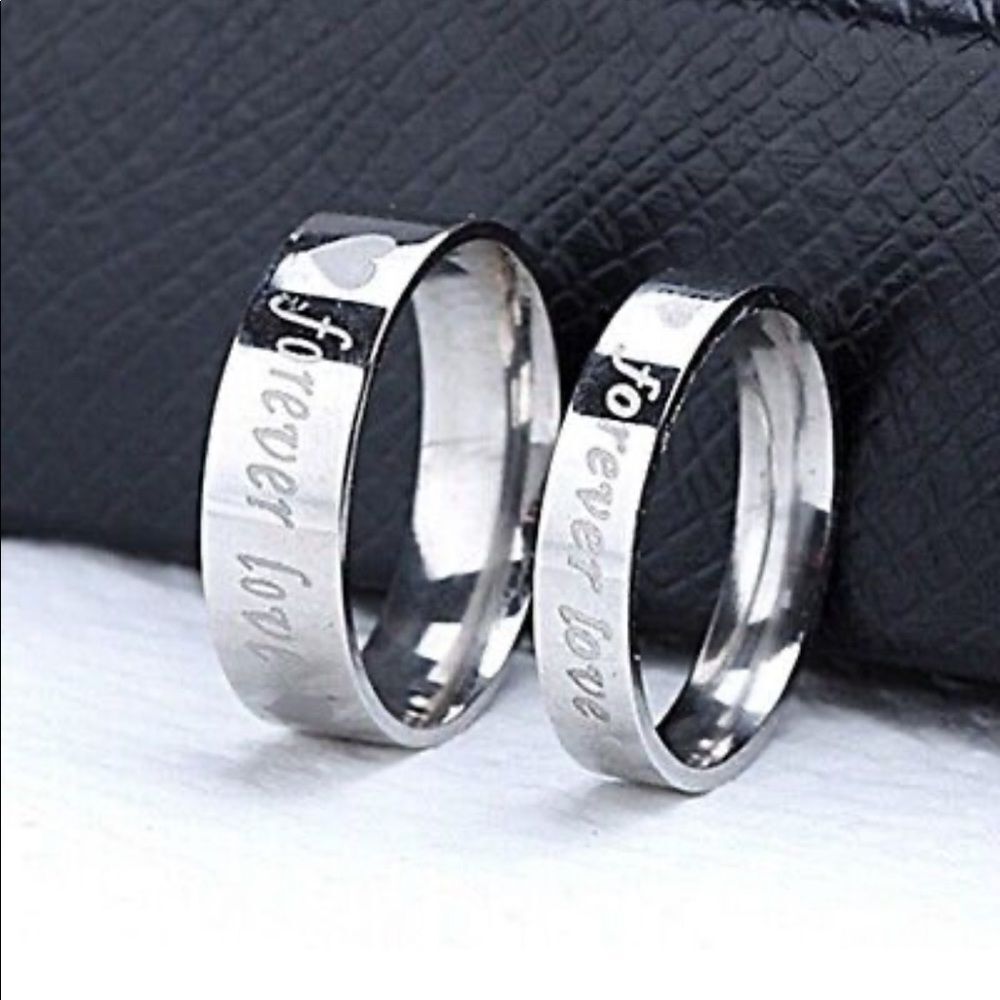 “Forever Love” Engraved Ring Set